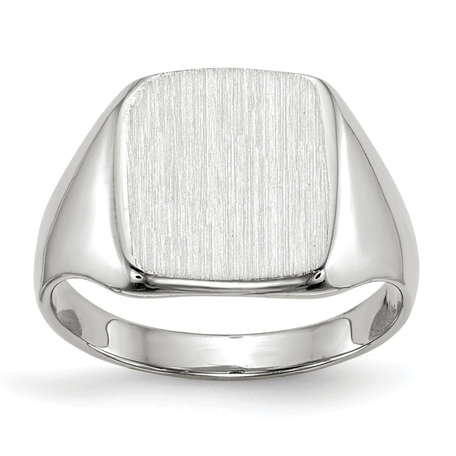 14k White Gold 11.0x10.5mm Closed Back Signet Ring Main image