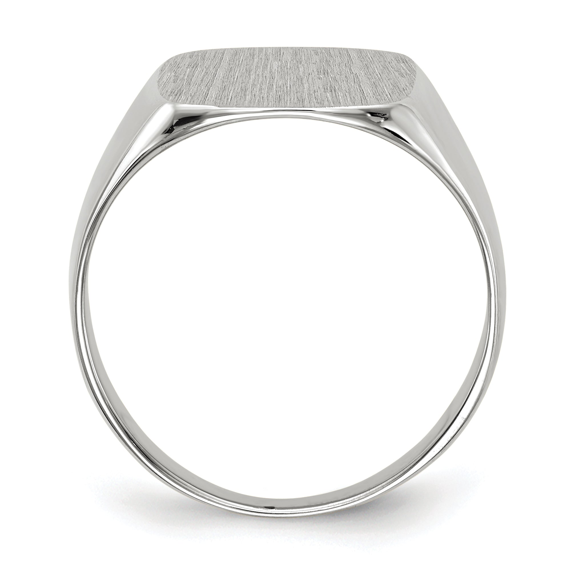 14k White Gold 13.5x14.5mm Closed Back Men's Signet Ring Secondary image