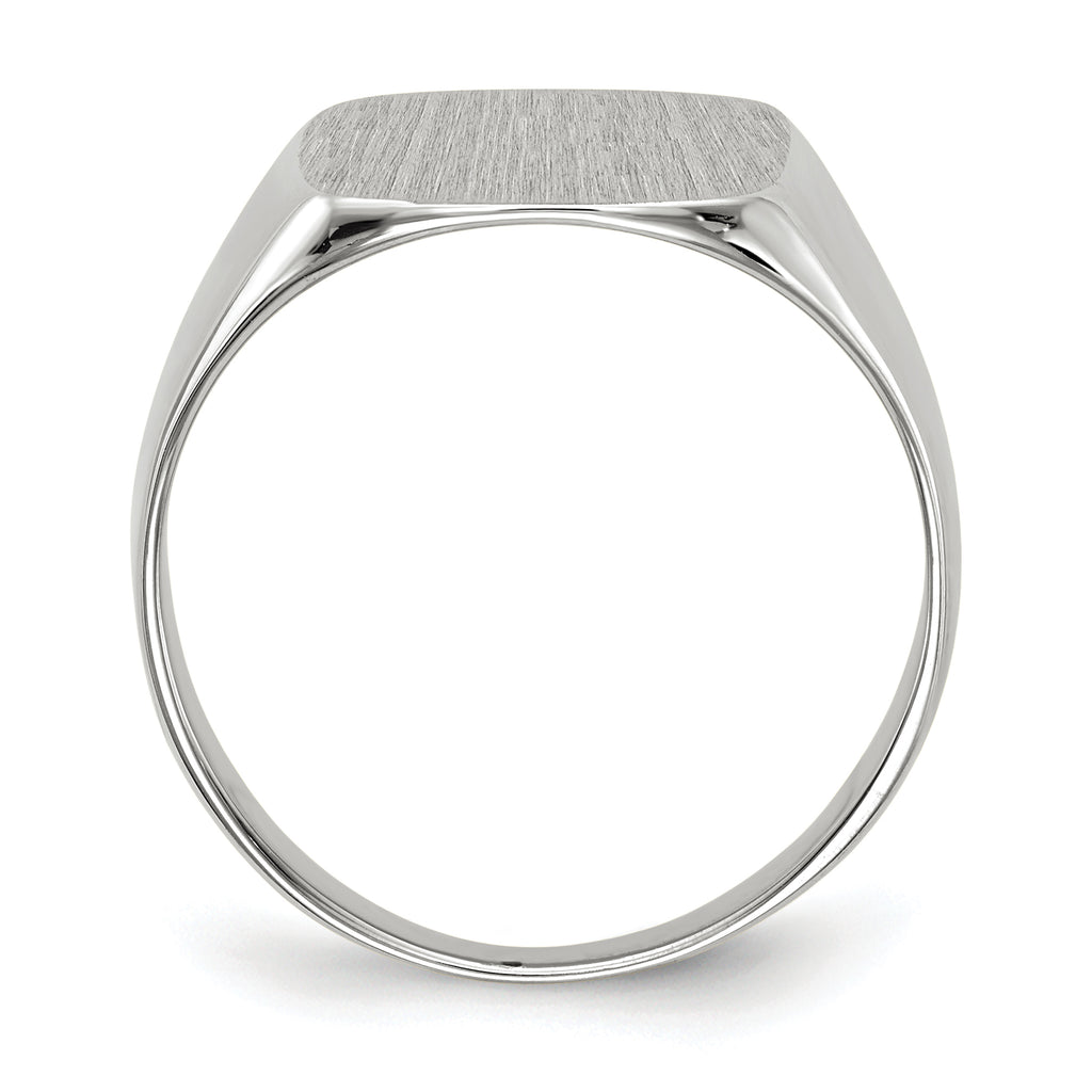 14k White Gold 13.5x14.5mm Closed Back Men's Signet Ring