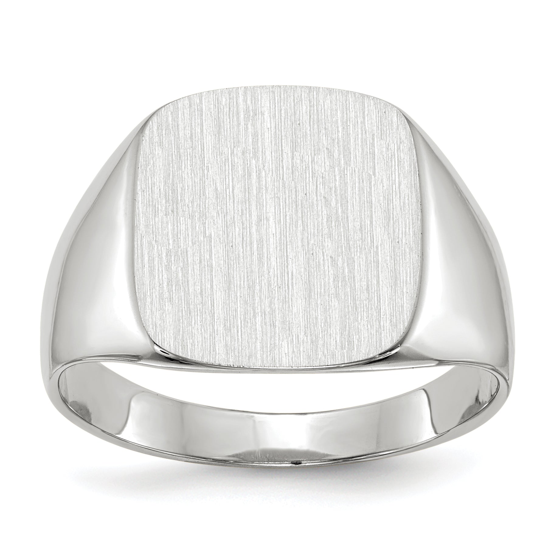 14k White Gold 13.5x14.5mm Closed Back Men's Signet Ring Main image