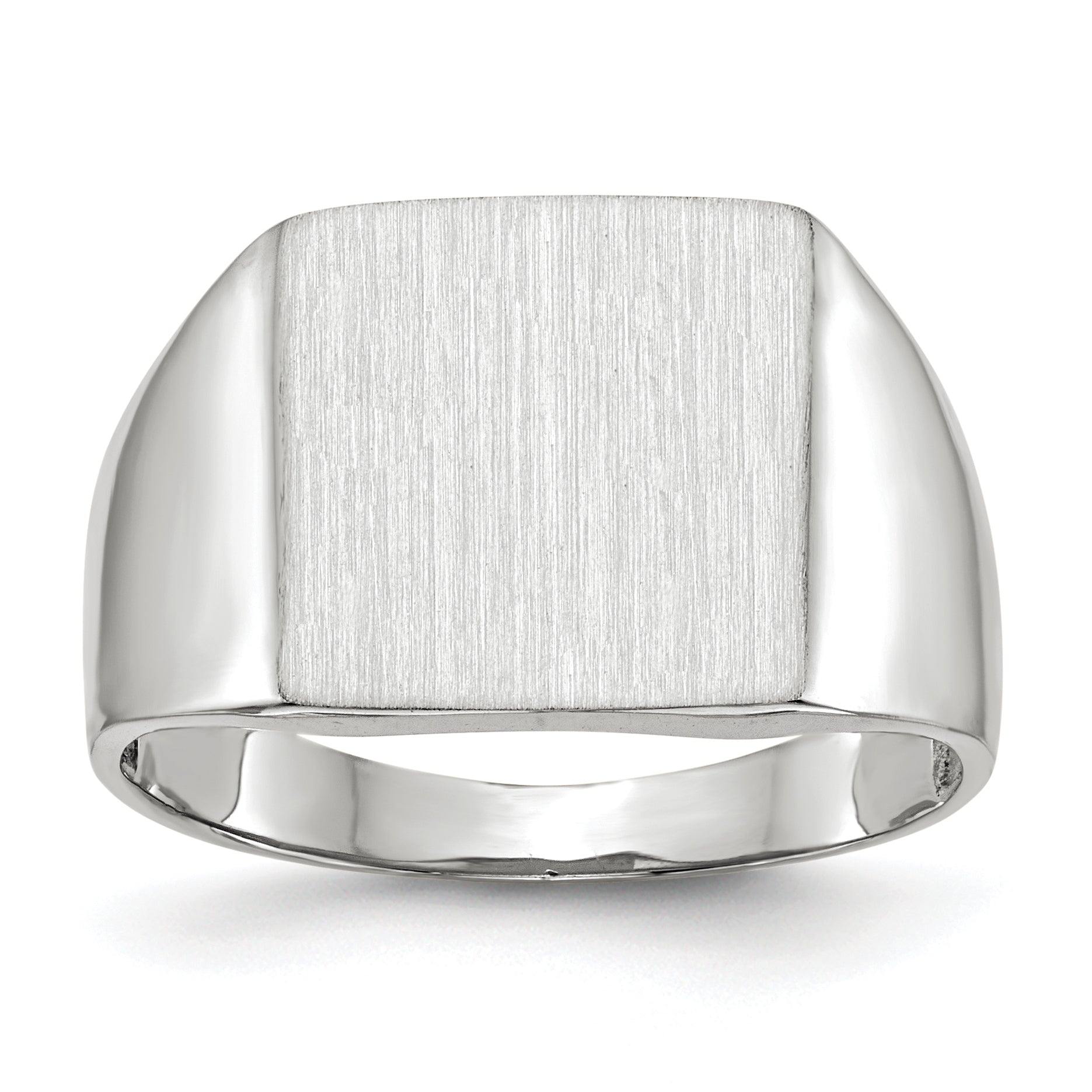 14k White Gold 13.0x13.0mm Closed Back Signet Ring Main image
