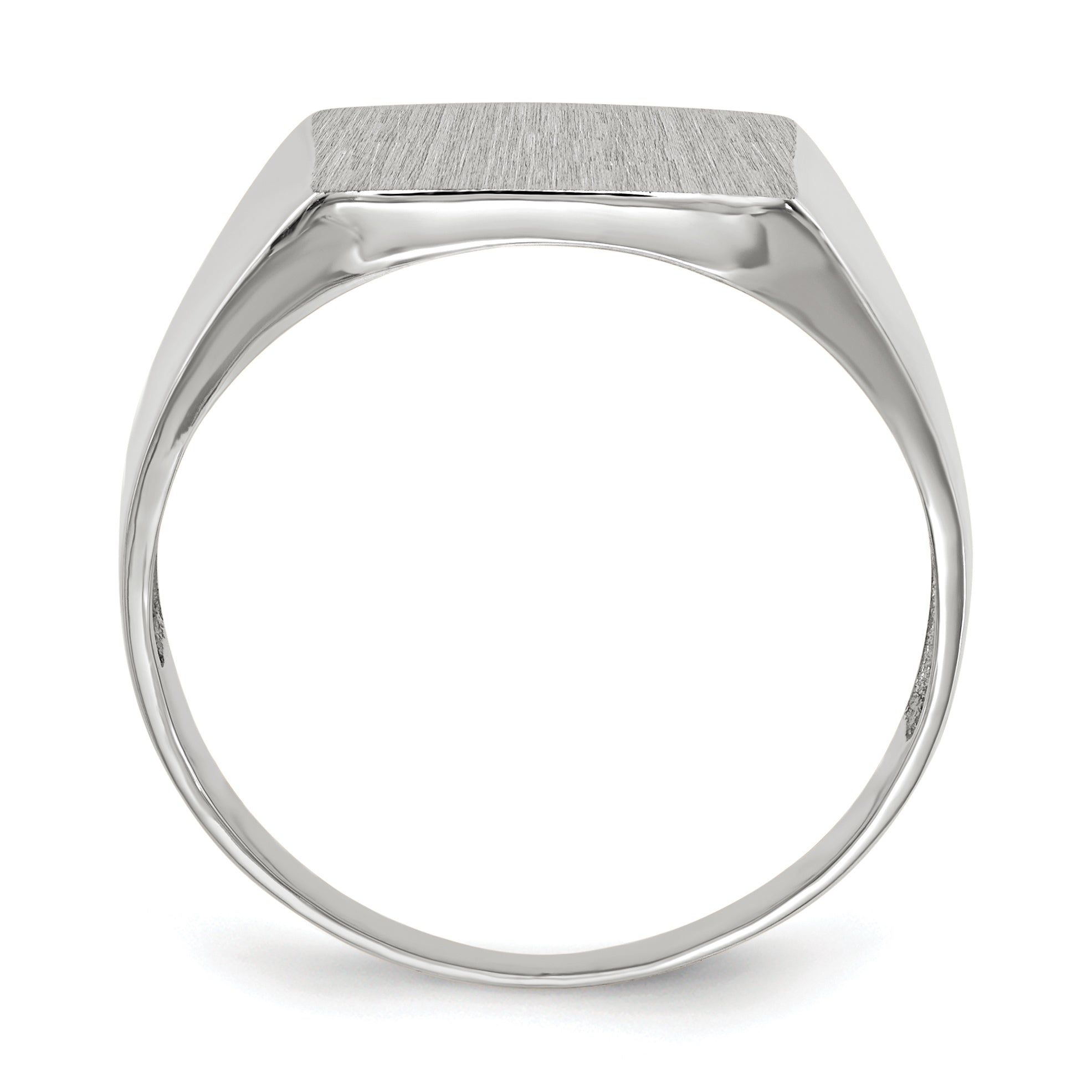 14k White Gold 13.5x13.0mm Open Back Satin Men's Signet Ring Secondary image