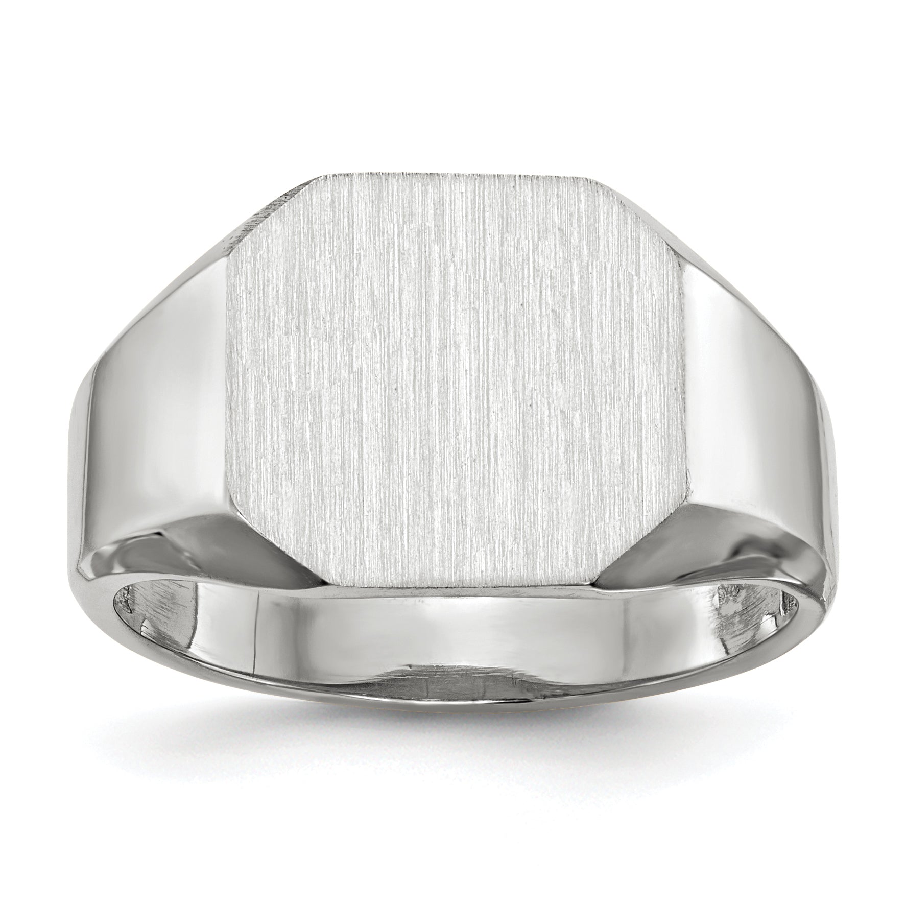 14k White Gold 11.0x11.0mm Open Back Men's Signet Ring Main image