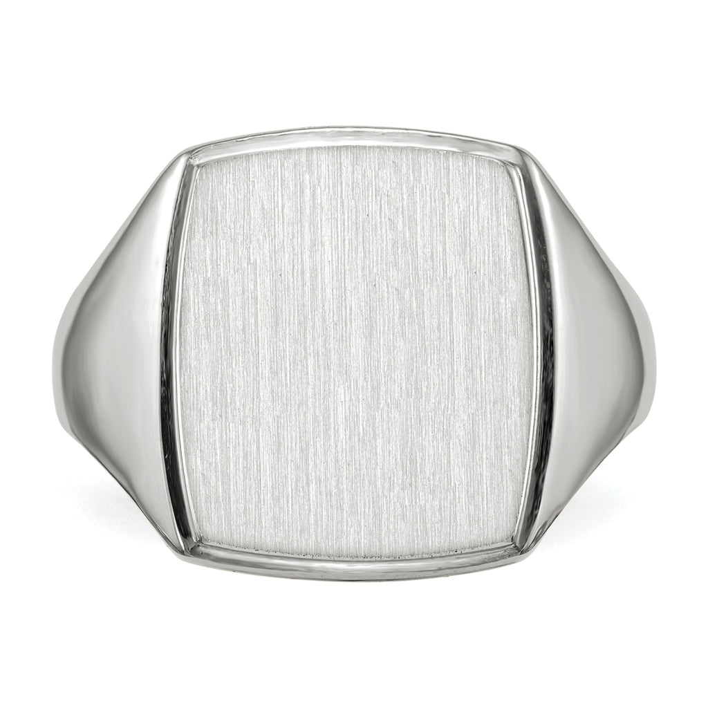 14k White Gold 15.0x13.0mm Closed Back Men's Signet Ring
