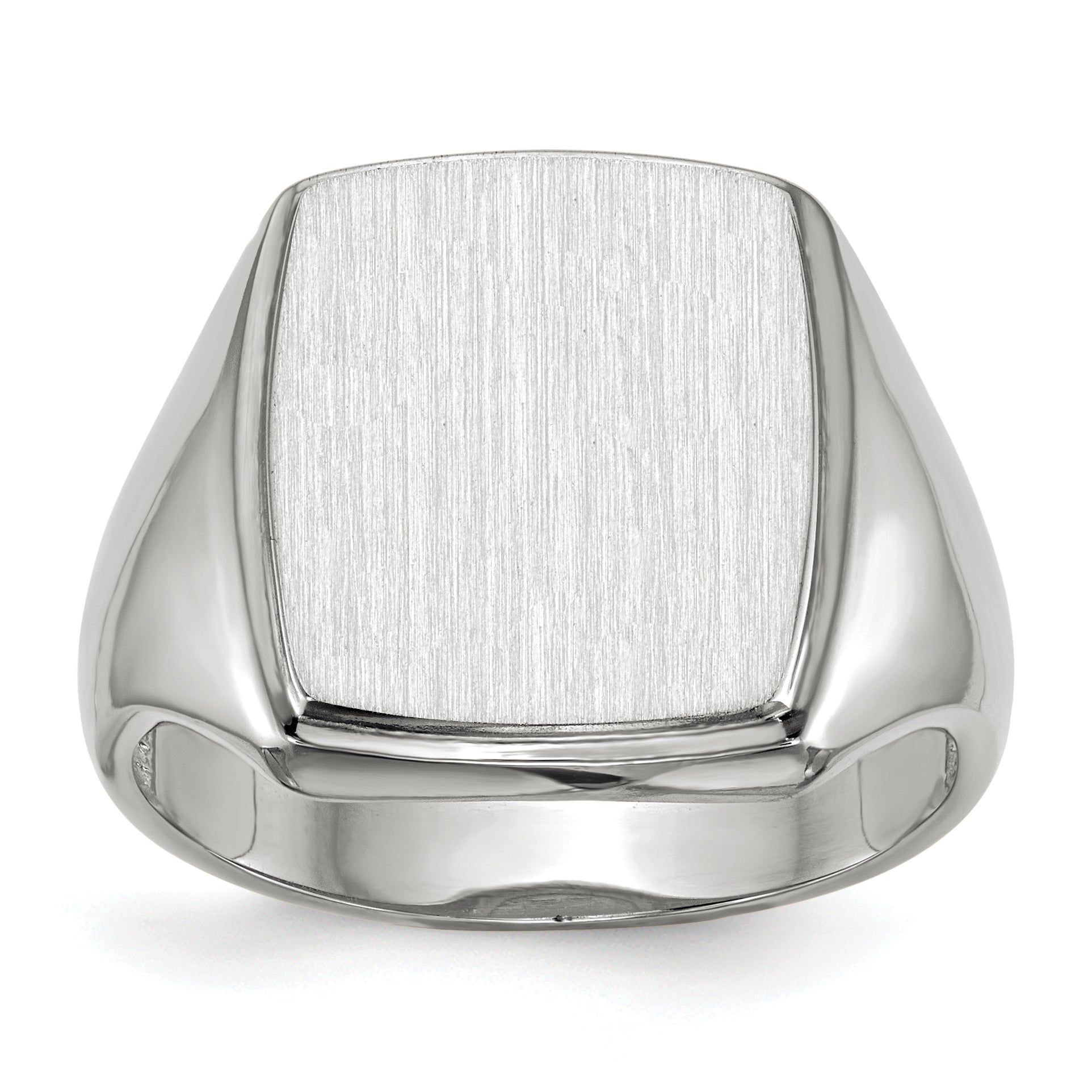 14k White Gold 15.0x13.0mm Open Back Mens Signet Ring Main image