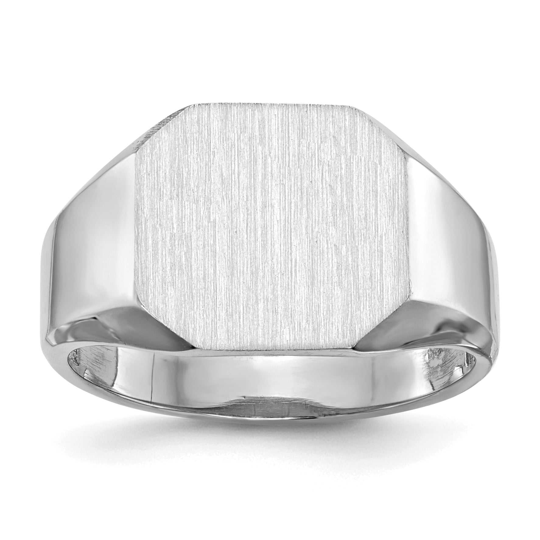 14k White Gold 11.5x12.5mm Open Back Signet Ring Main image