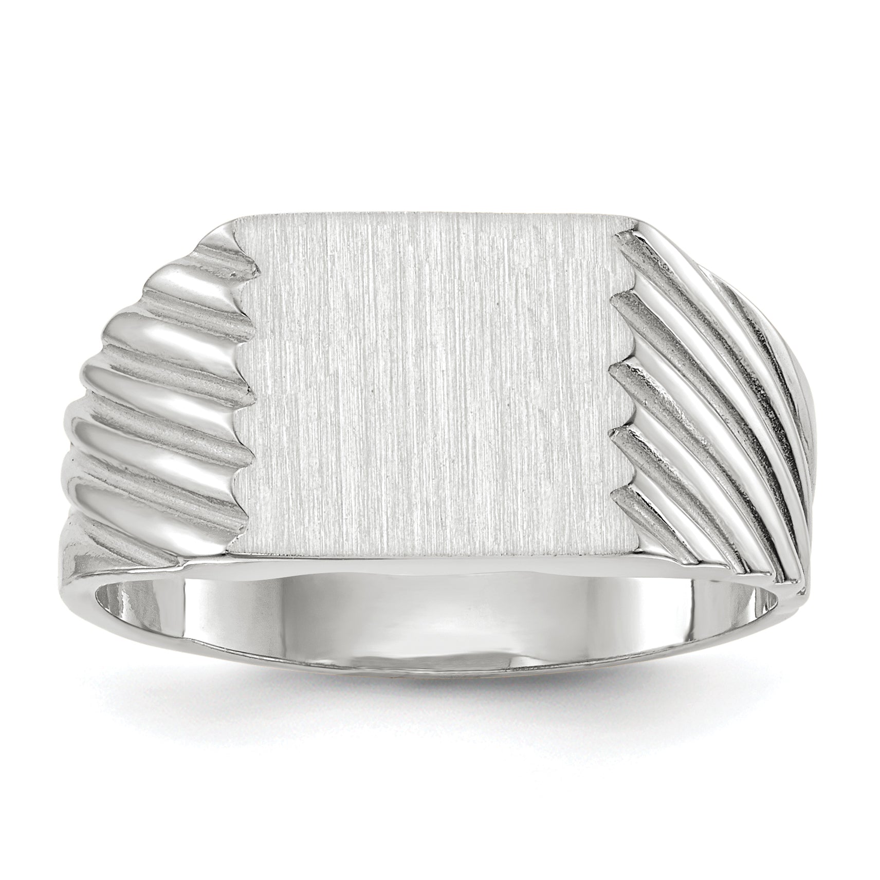 14k White Gold 9.0x10.0mm Closed Back Signet Ring Main image