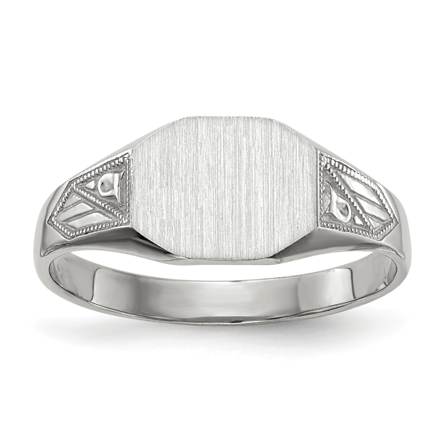 14k White Gold 7.0x9.0mm Closed Back Signet Ring Main image