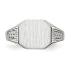 14k White Gold 9.0x10.5mm Closed Back Signet Ring