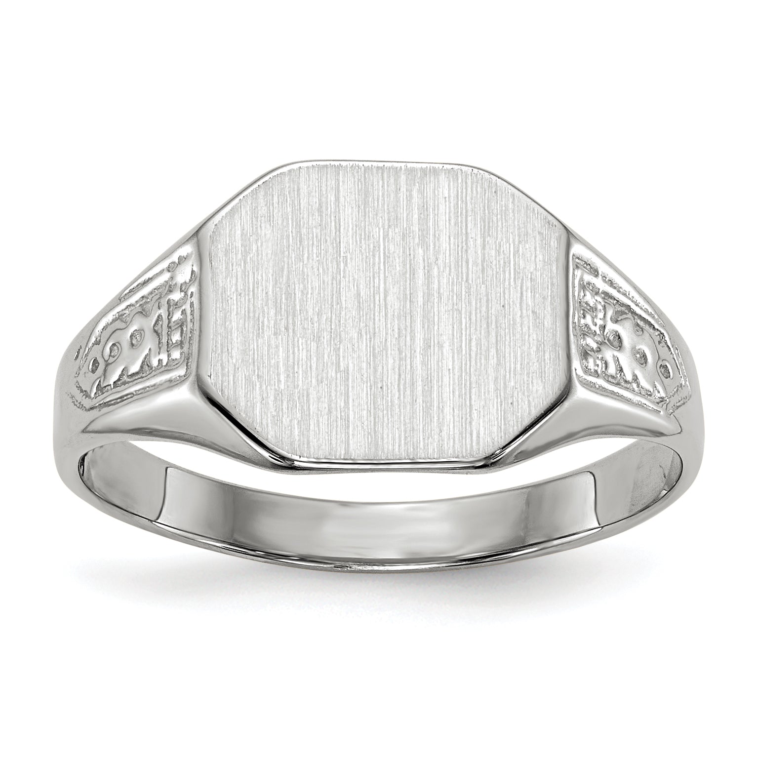 14k White Gold 9.0x10.5mm Closed Back Signet Ring Main image