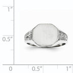 14k White Gold 9.0x11.0mm Closed Back Signet Ring