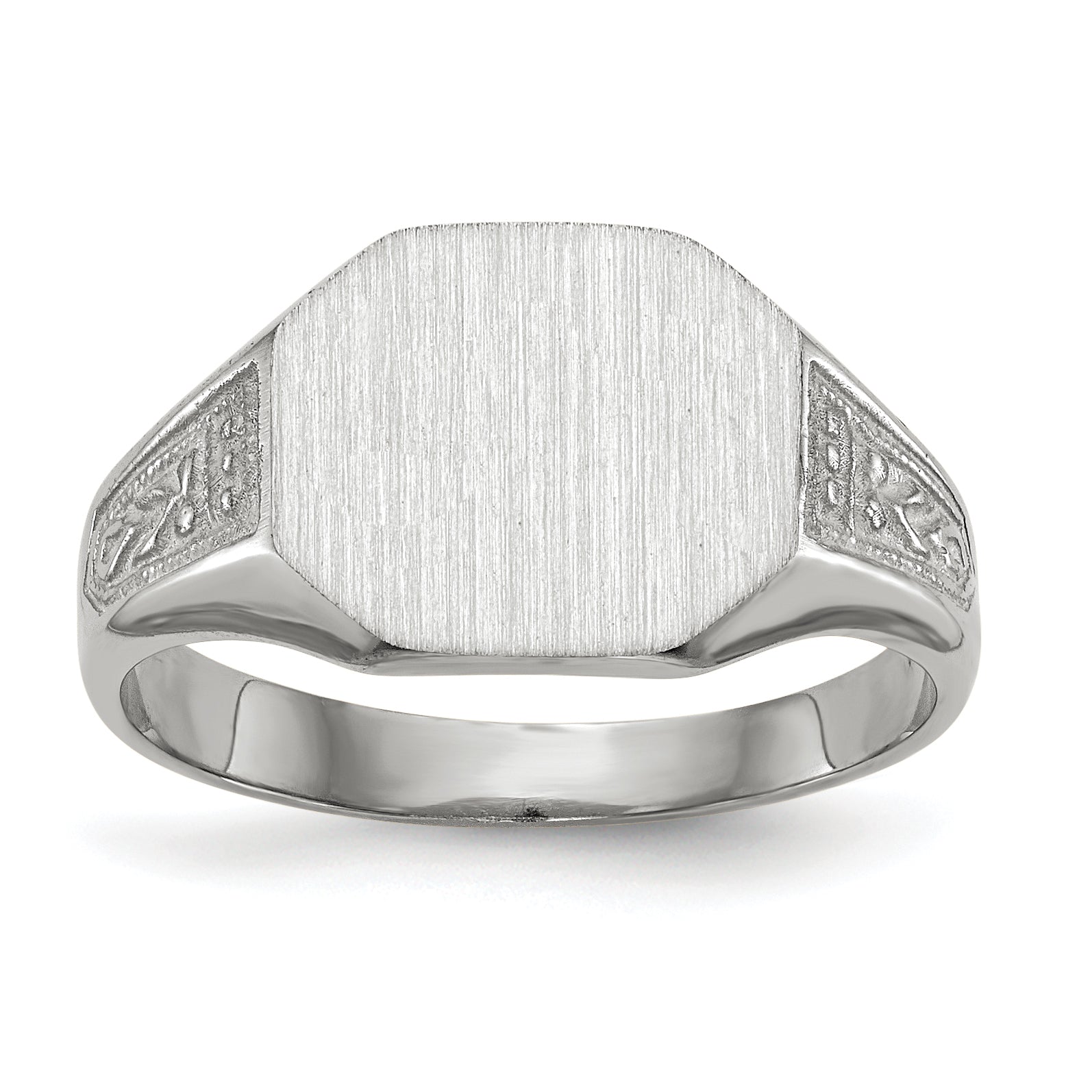 14k White Gold 9.0x11.0mm Closed Back Signet Ring Main image