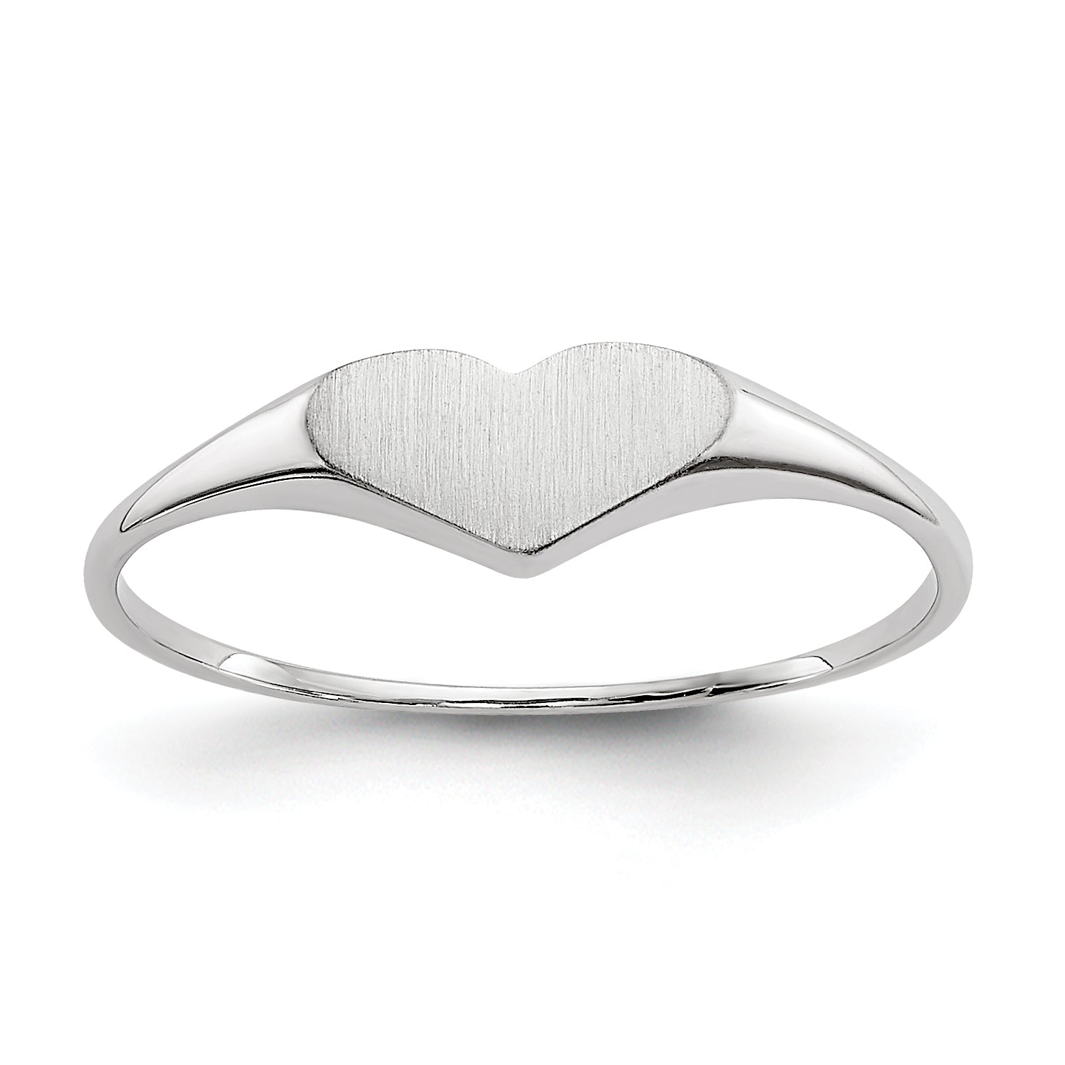 14k White Gold Heart Ring 8mmx4mm Open Back