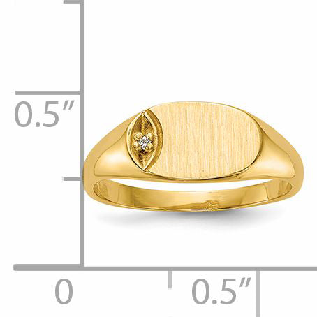 14k Child's AA Diamond Closed Back Signet Ring