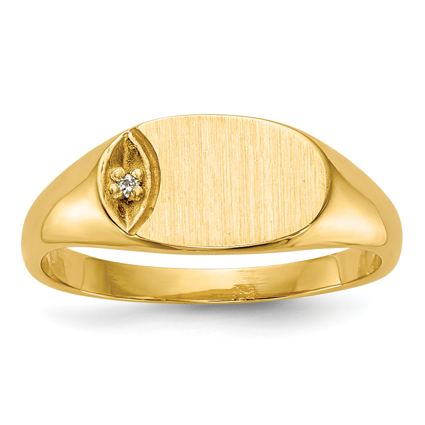14k Child's AA Diamond Closed Back Signet Ring Main image