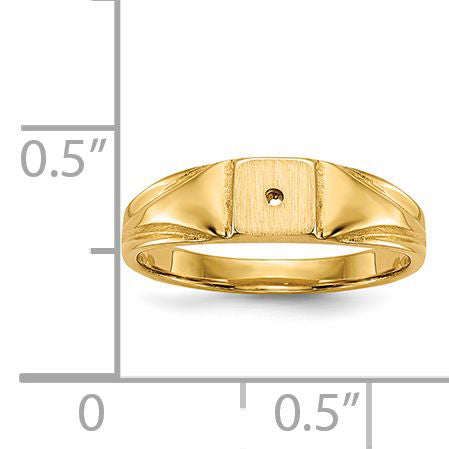 14k Child's AA Diamond Closed Back Signet Ring