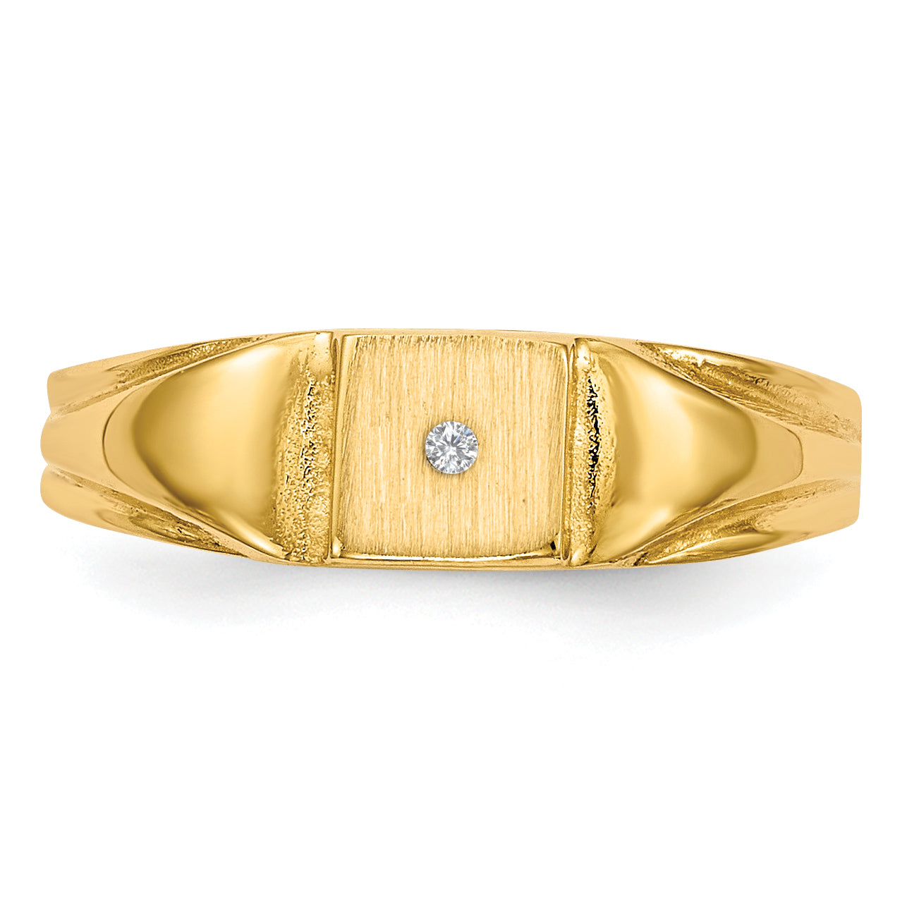 14k Child's AA Diamond Closed Back Signet Ring