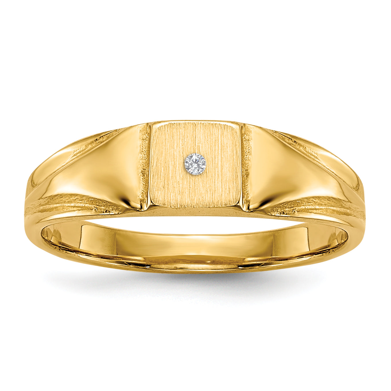 14k Child's AA Diamond Closed Back Signet Ring Main image