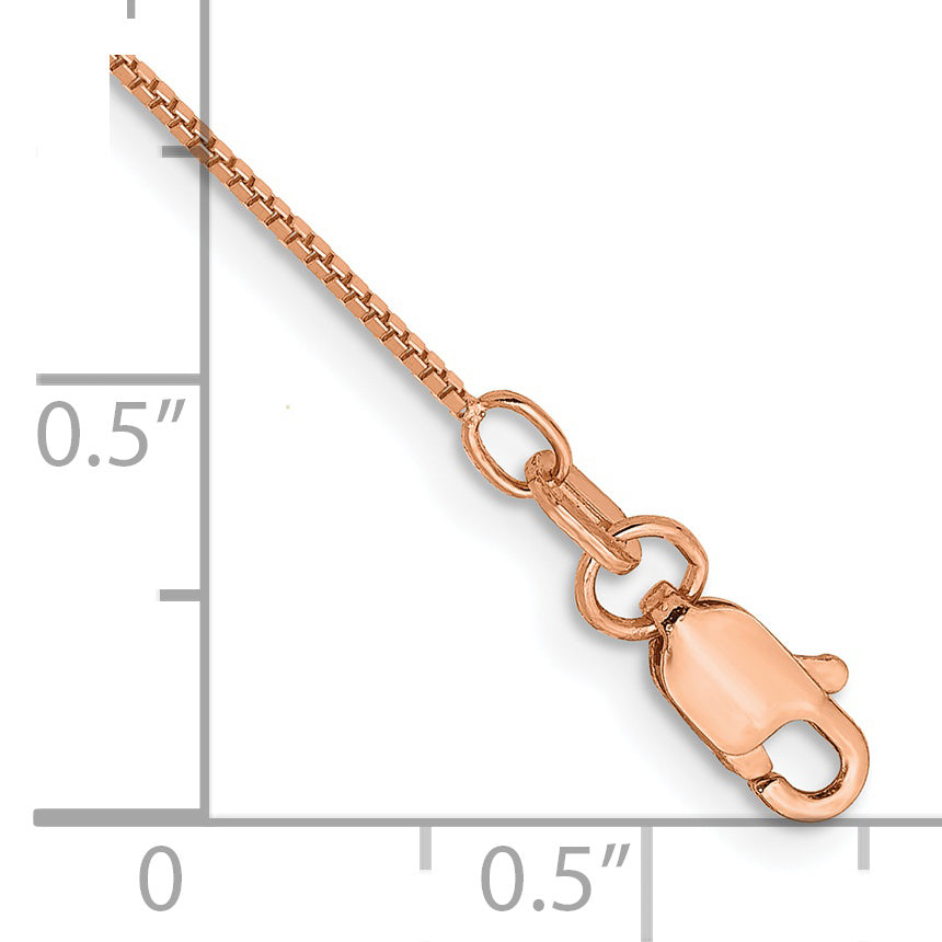 14K Rose Gold 10 inch .7mm Box Link with Lobster Clasp Chain Anklet