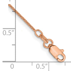 14K Rose Gold 10 inch .7mm Box Link with Lobster Clasp Chain Anklet