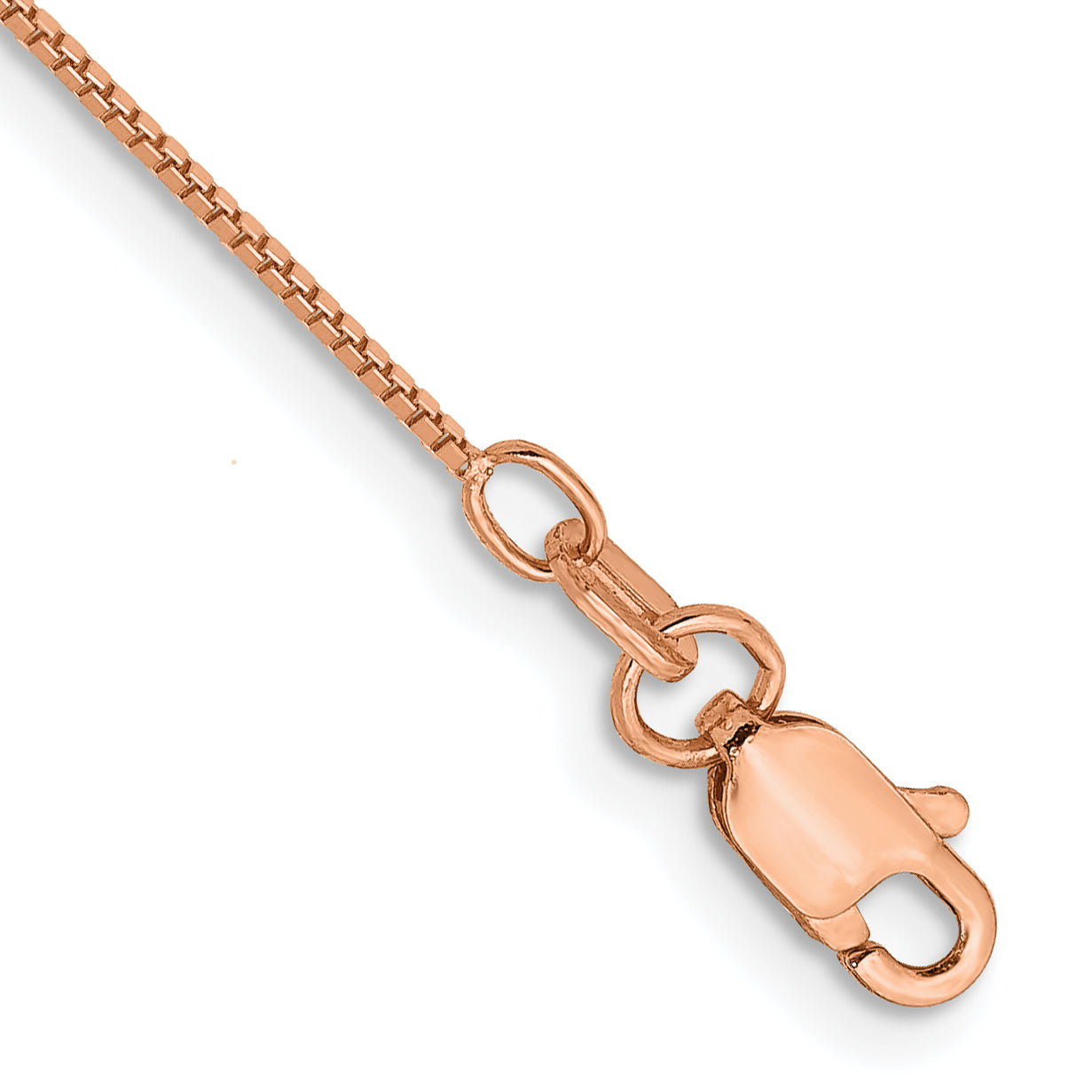 14K Rose Gold 10 inch .7mm Box Link with Lobster Clasp Chain Anklet