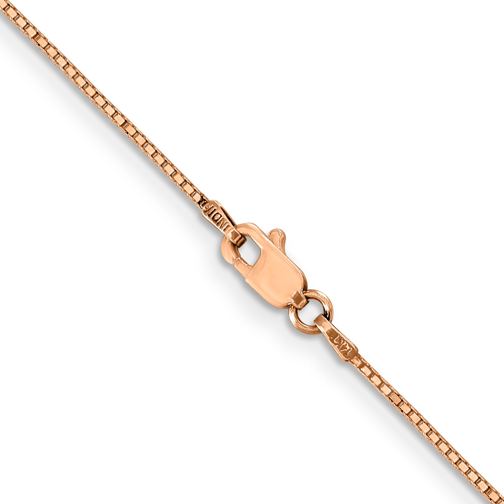 14K Rose Gold 16 inch .9mm Box Link with Lobster Clasp Chain