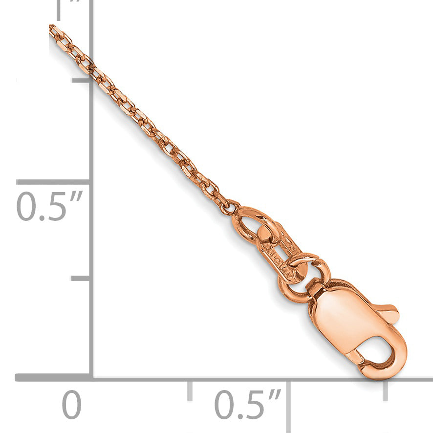 14K Rose Gold 10 inch 1.10mm Diamond-cut Cable with Lobster Clasp Chain