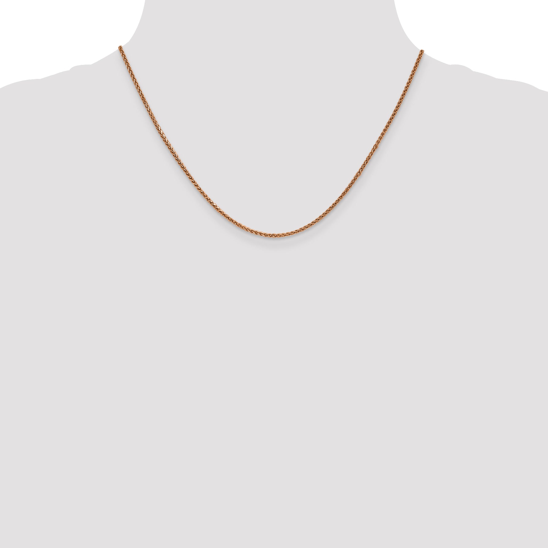 14K Rose Gold 16 inch 1.7mm Diamond-cut Spiga with Lobster Clasp Chain