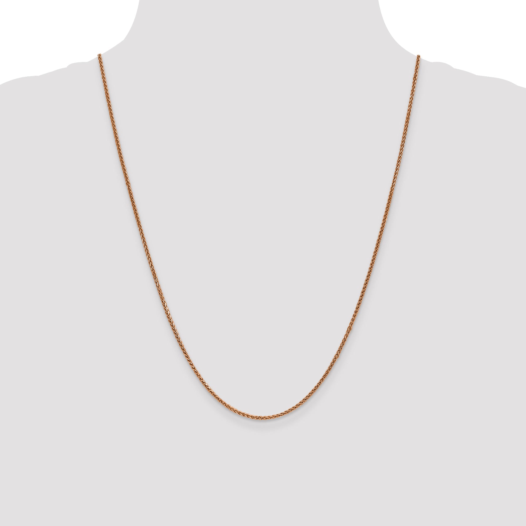 14K Rose Gold 16 inch 1.7mm Diamond-cut Spiga with Lobster Clasp Chain