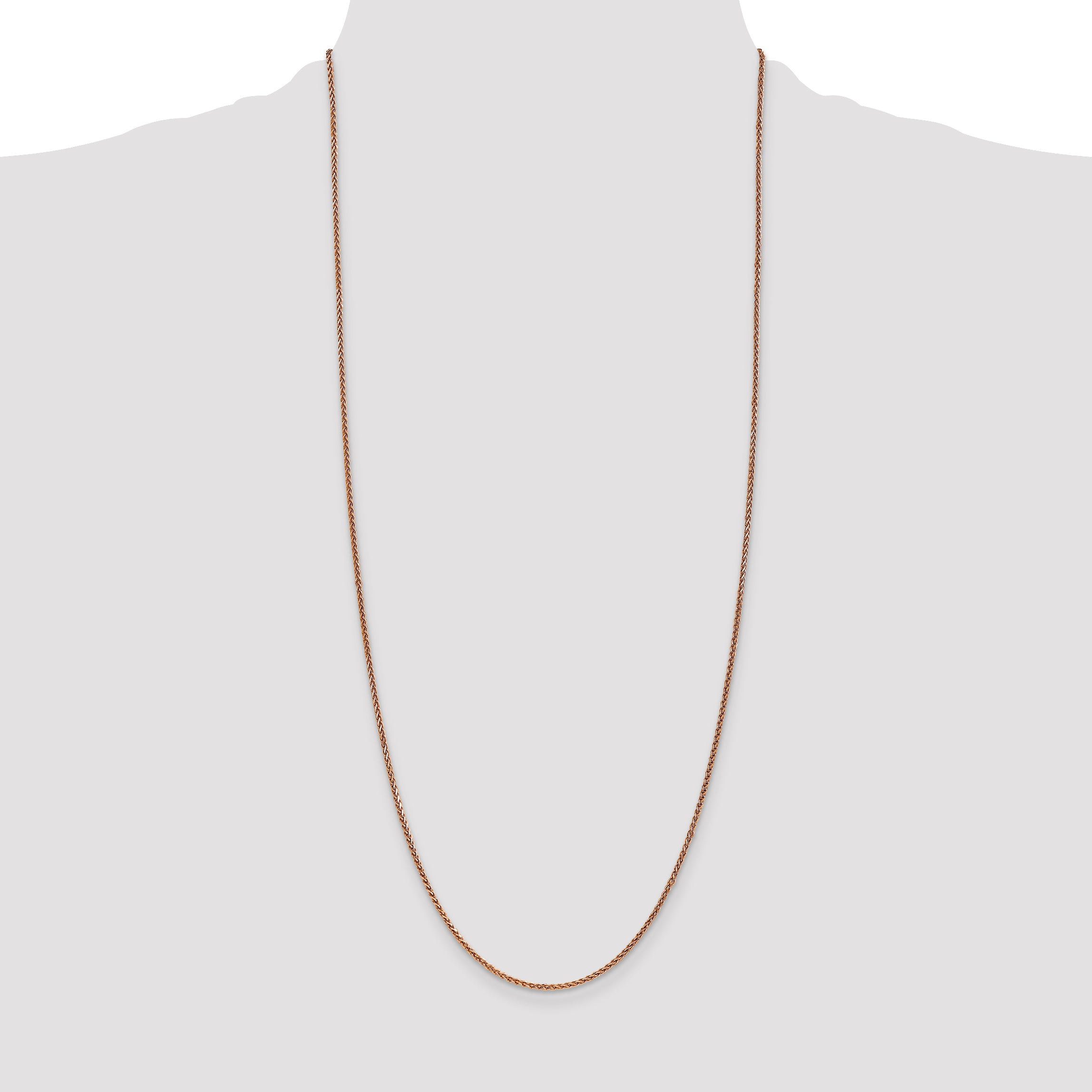 14K Rose Gold 16 inch 1.7mm Diamond-cut Spiga with Lobster Clasp Chain