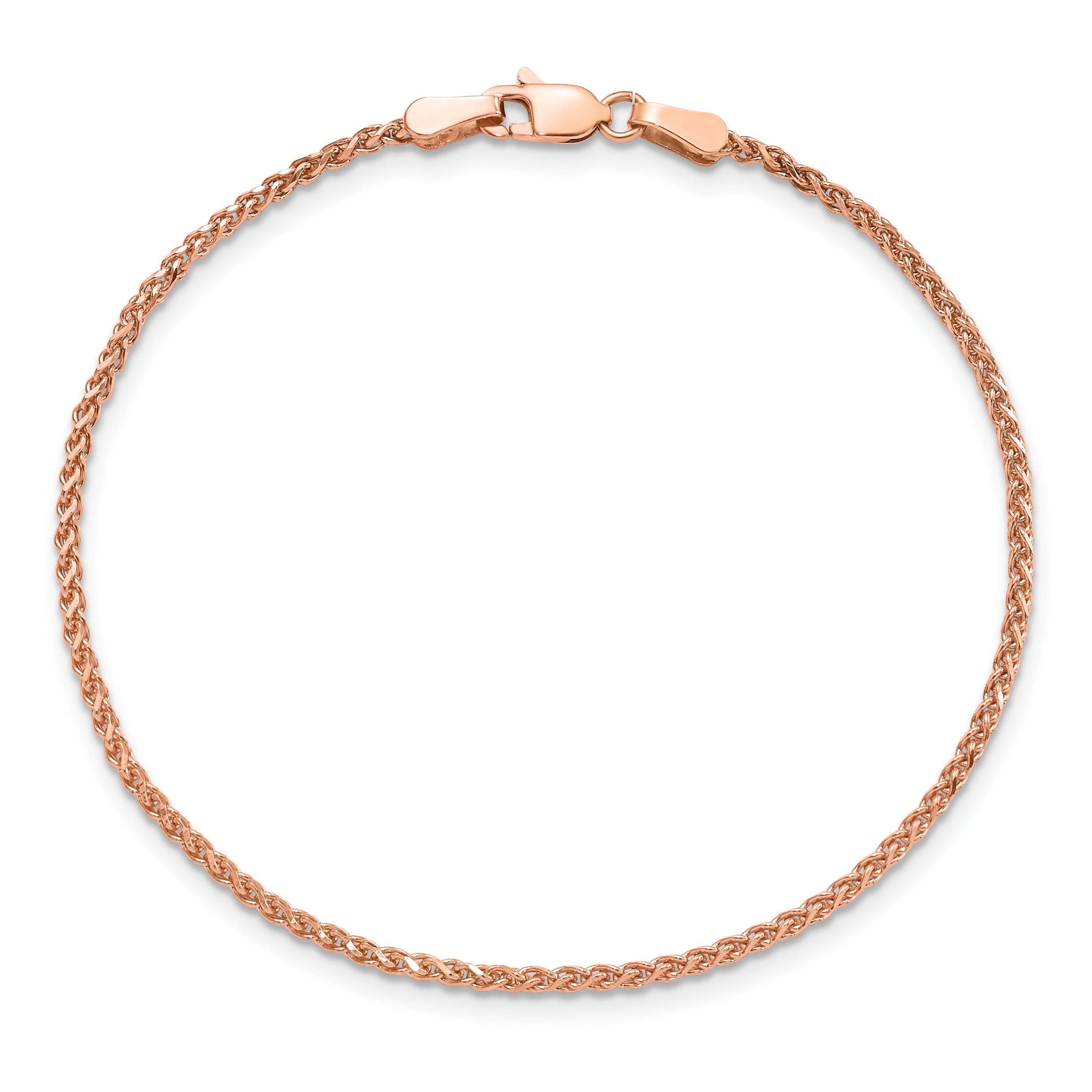 14K Rose Gold 7 inch 1.7mm Diamond-cut Spiga with Lobster Clasp Bracelet