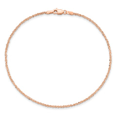 14K Rose Gold 9 inch  1.7mm Ropa with Lobster Clasp Anklet
