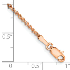 14K Rose Gold 9 inch  1.7mm Ropa with Lobster Clasp Anklet