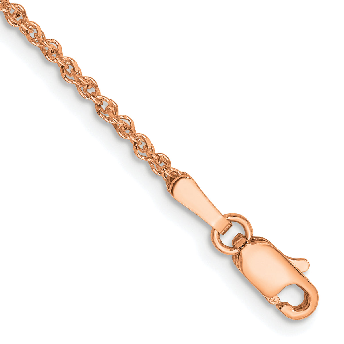 14K Rose Gold 9 inch  1.7mm Ropa with Lobster Clasp Anklet