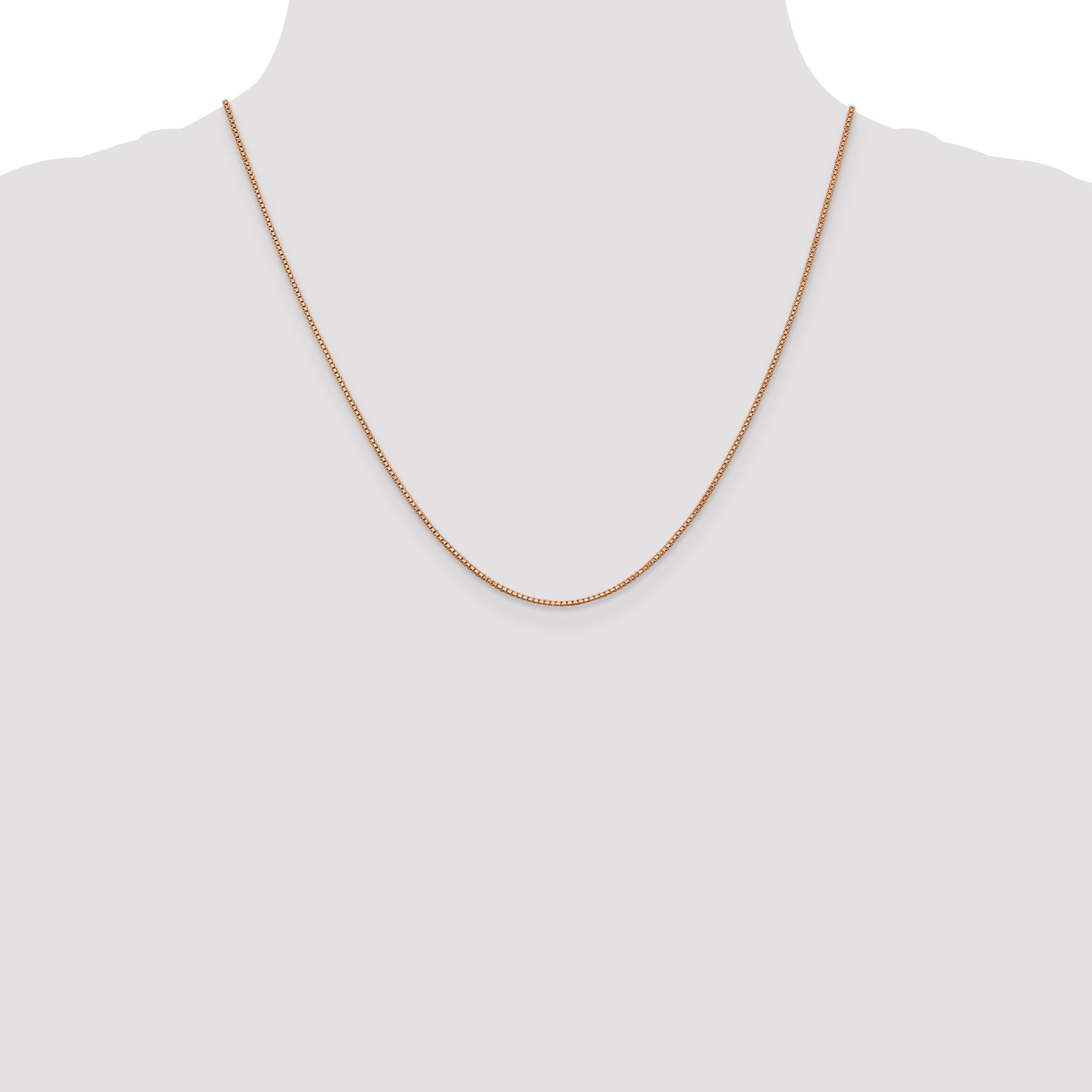 14K Rose Gold 16 inch 1mm Box Link with Lobster Clasp Chain