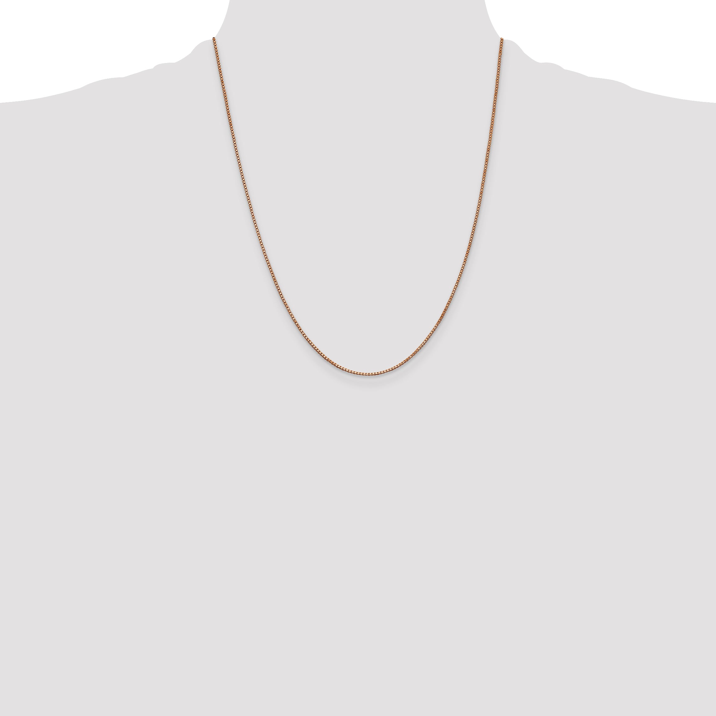 14K Rose Gold 16 inch 1mm Box Link with Lobster Clasp Chain