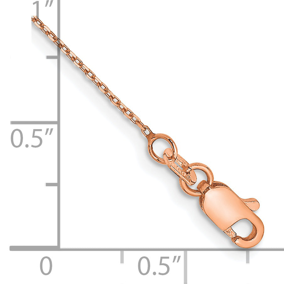 14K Rose Gold 10 inch .8mm Diamond-cut Cable with Lobster Clasp Chain