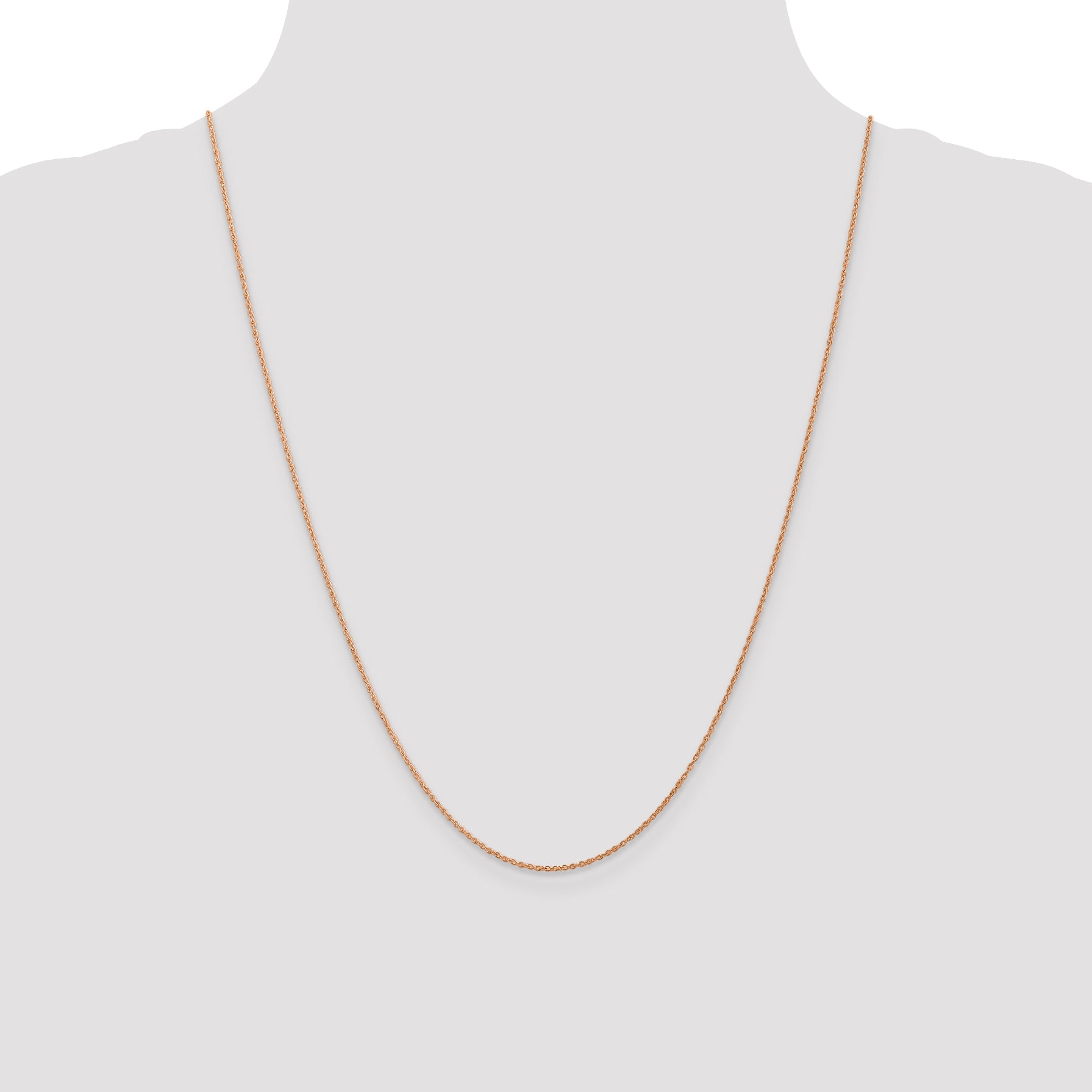 14K Rose Gold 16 inch .8mm Baby Rope with Spring Ring Clasp Chain