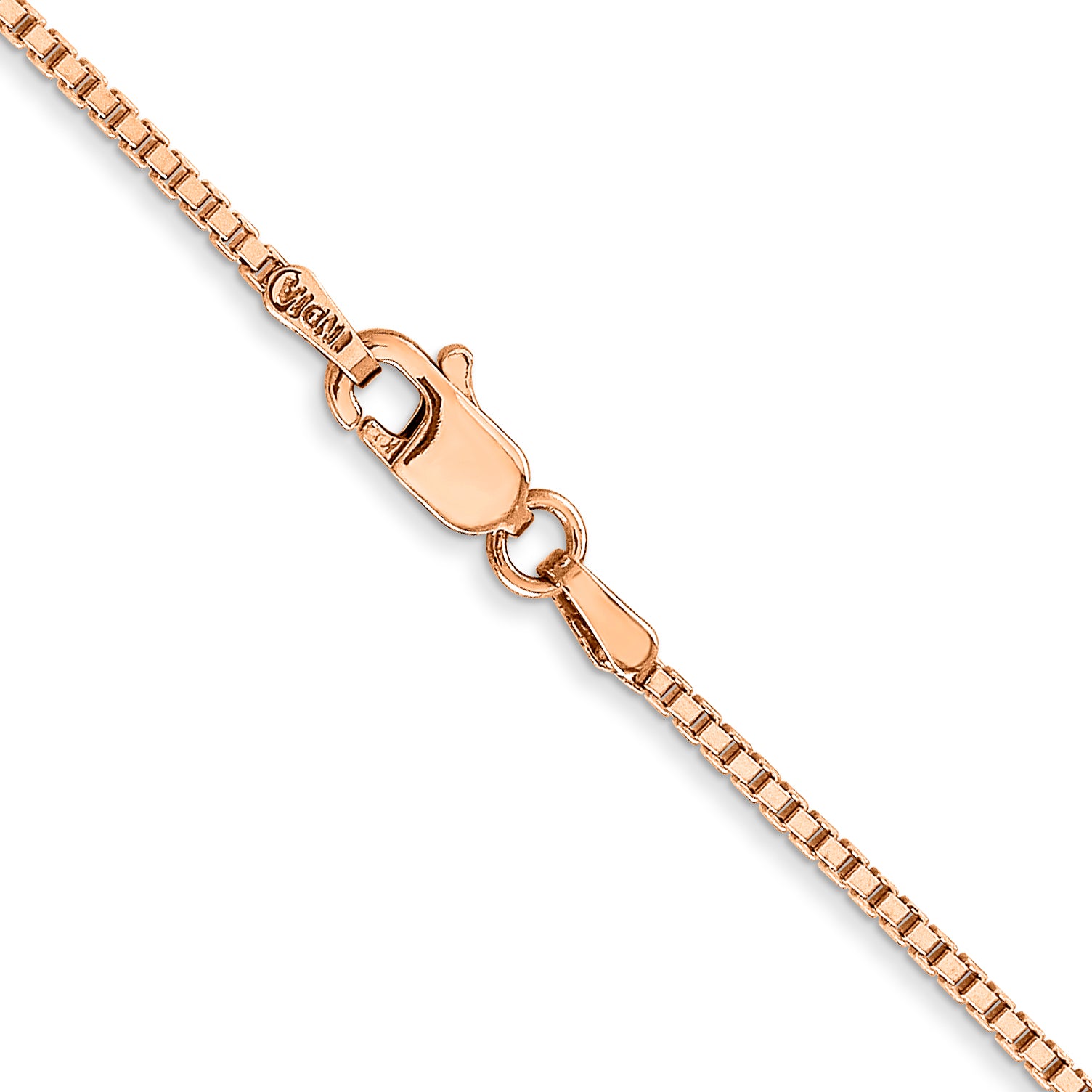 14K Rose Gold 16 inch 1.3mm Box Link with Lobster Clasp Chain
