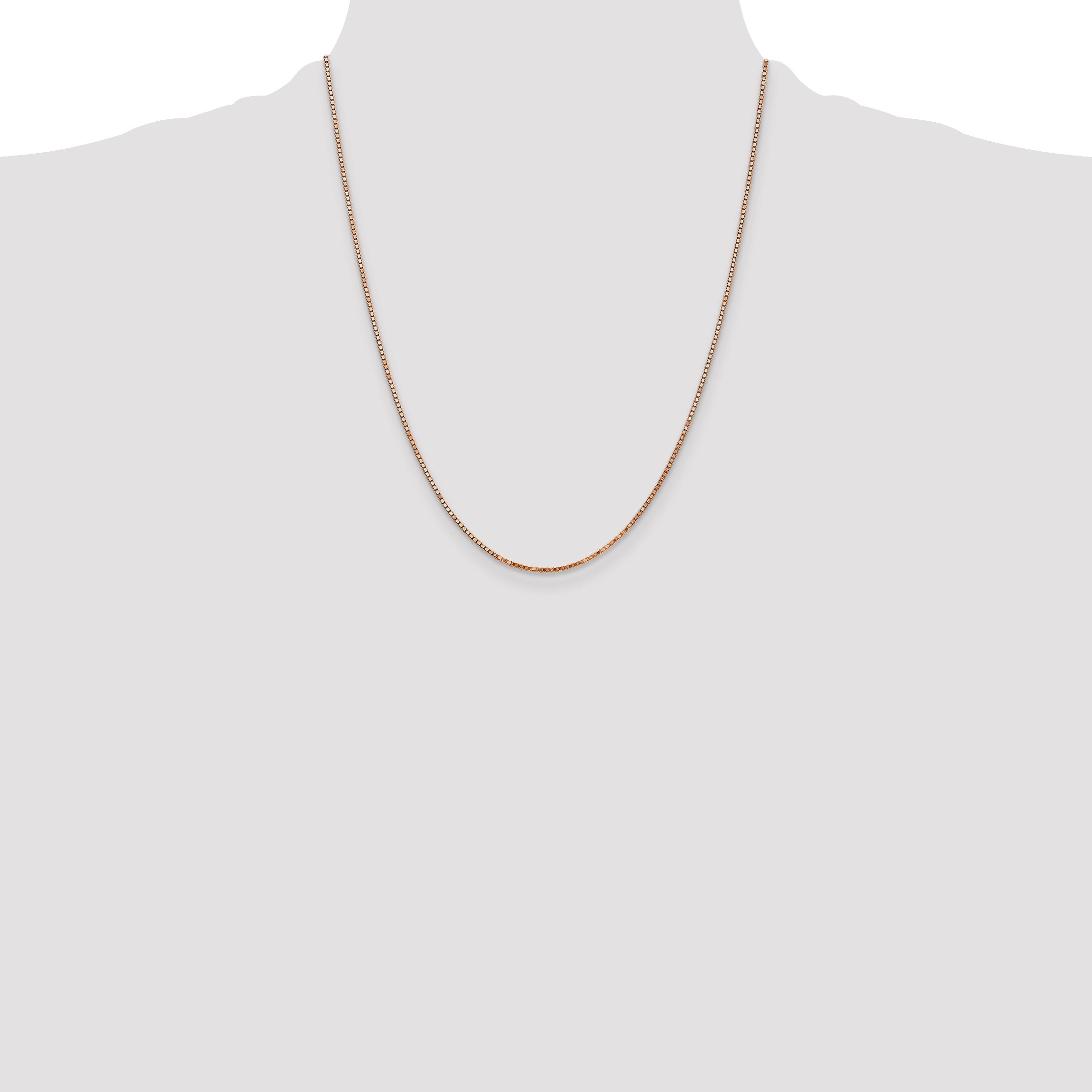 14K Rose Gold 16 inch 1.3mm Box Link with Lobster Clasp Chain