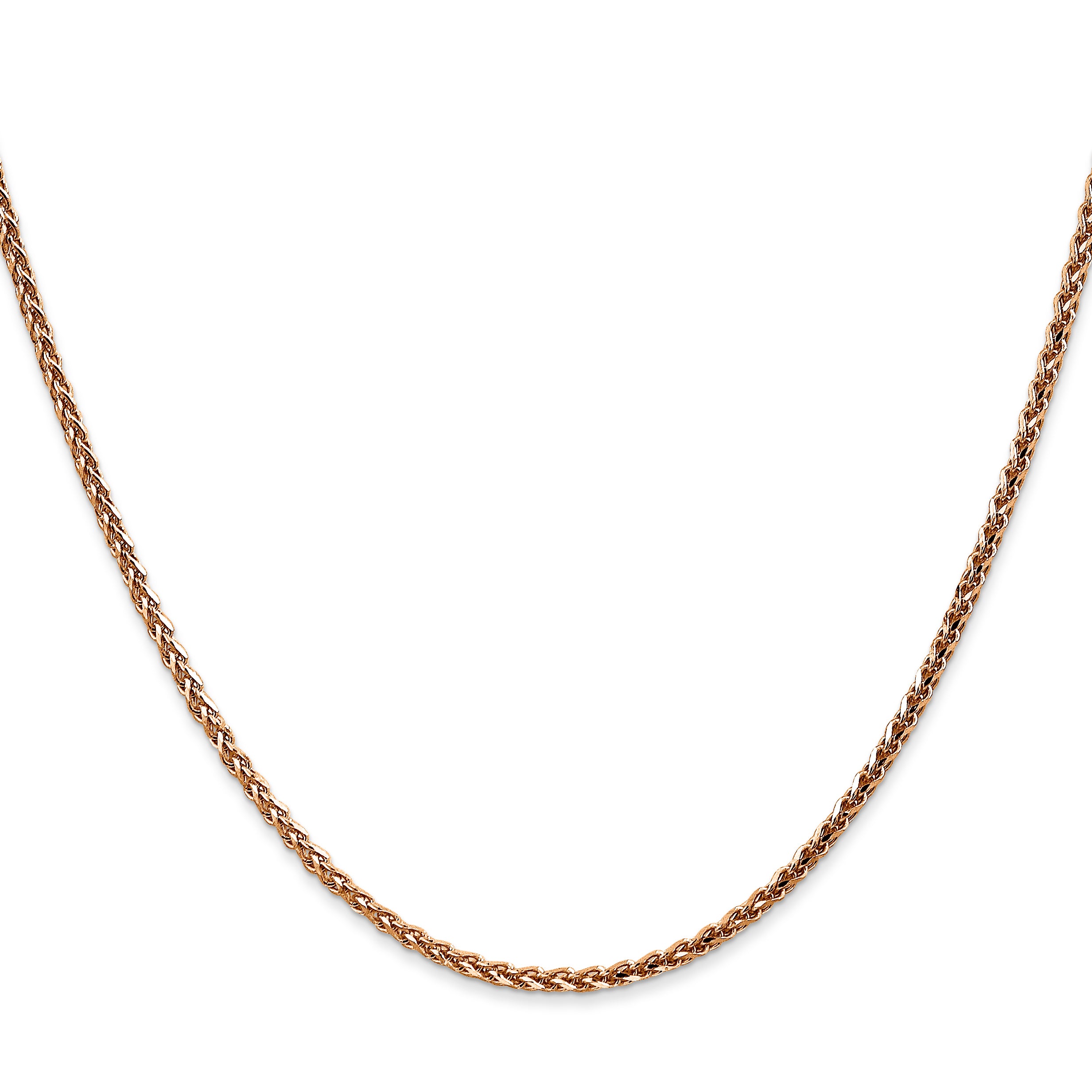 14K Rose Gold 16 inch 2.1mm Diamond-cut Spiga with Lobster Clasp Chain