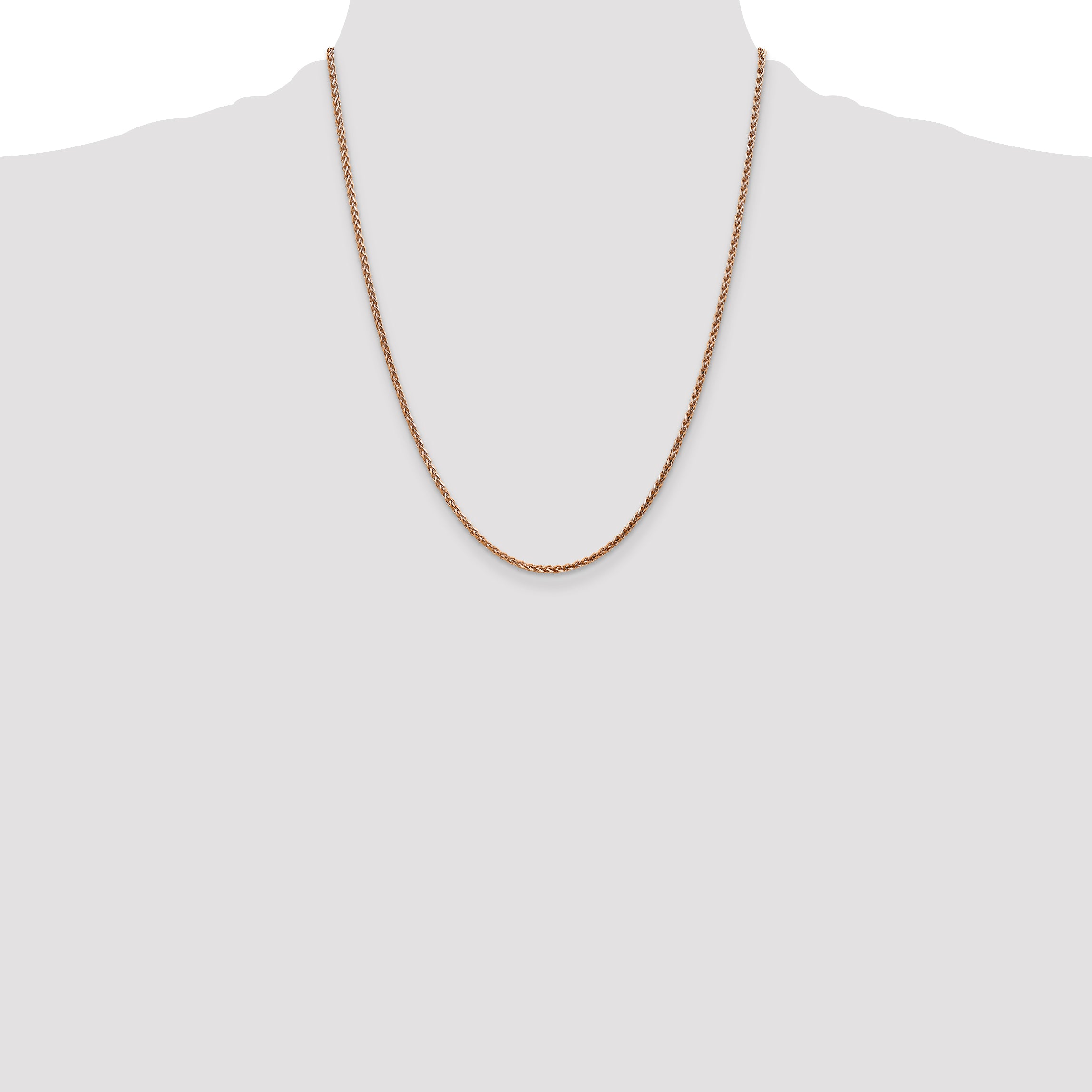 14K Rose Gold 16 inch 2.1mm Diamond-cut Spiga with Lobster Clasp Chain