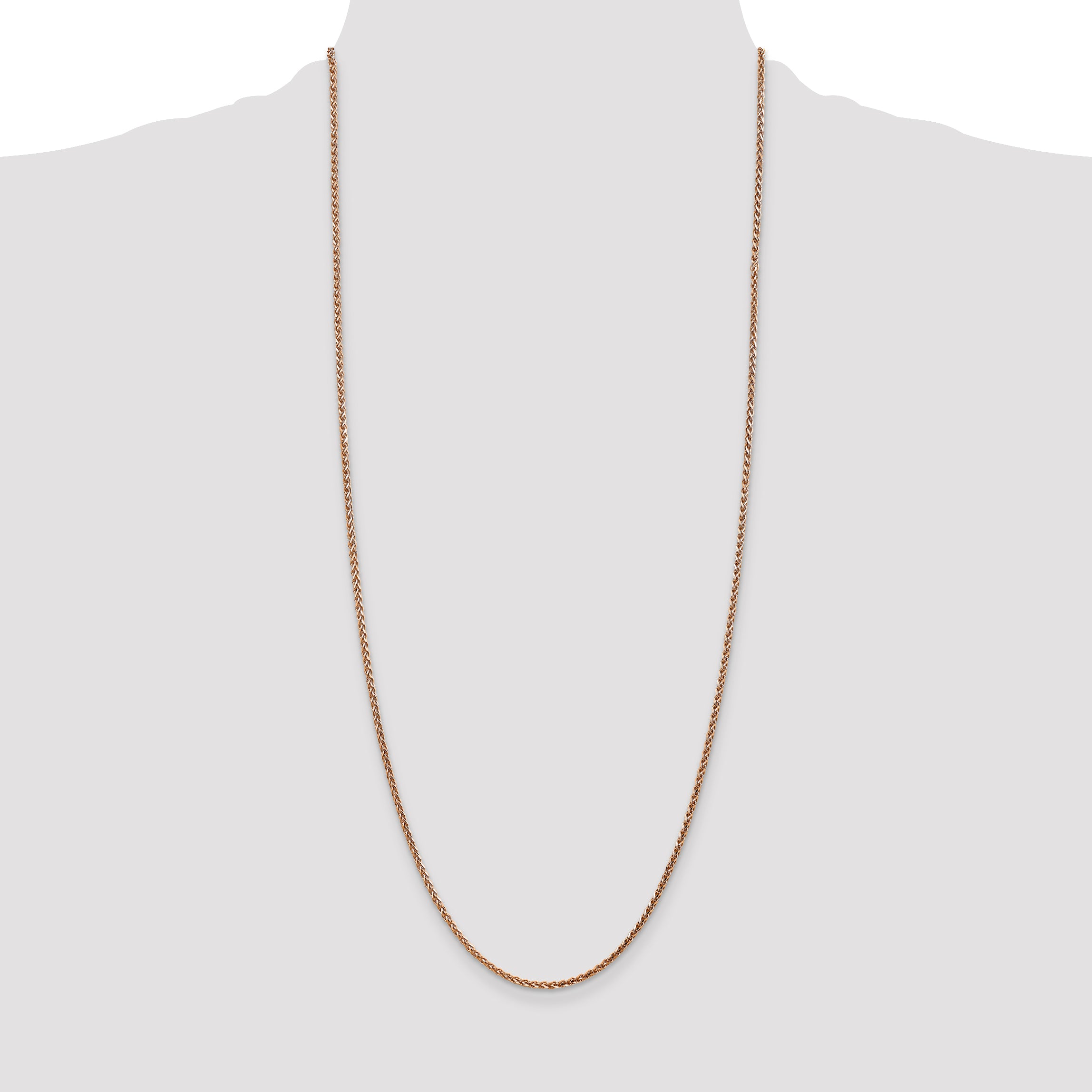 14K Rose Gold 16 inch 2.1mm Diamond-cut Spiga with Lobster Clasp Chain