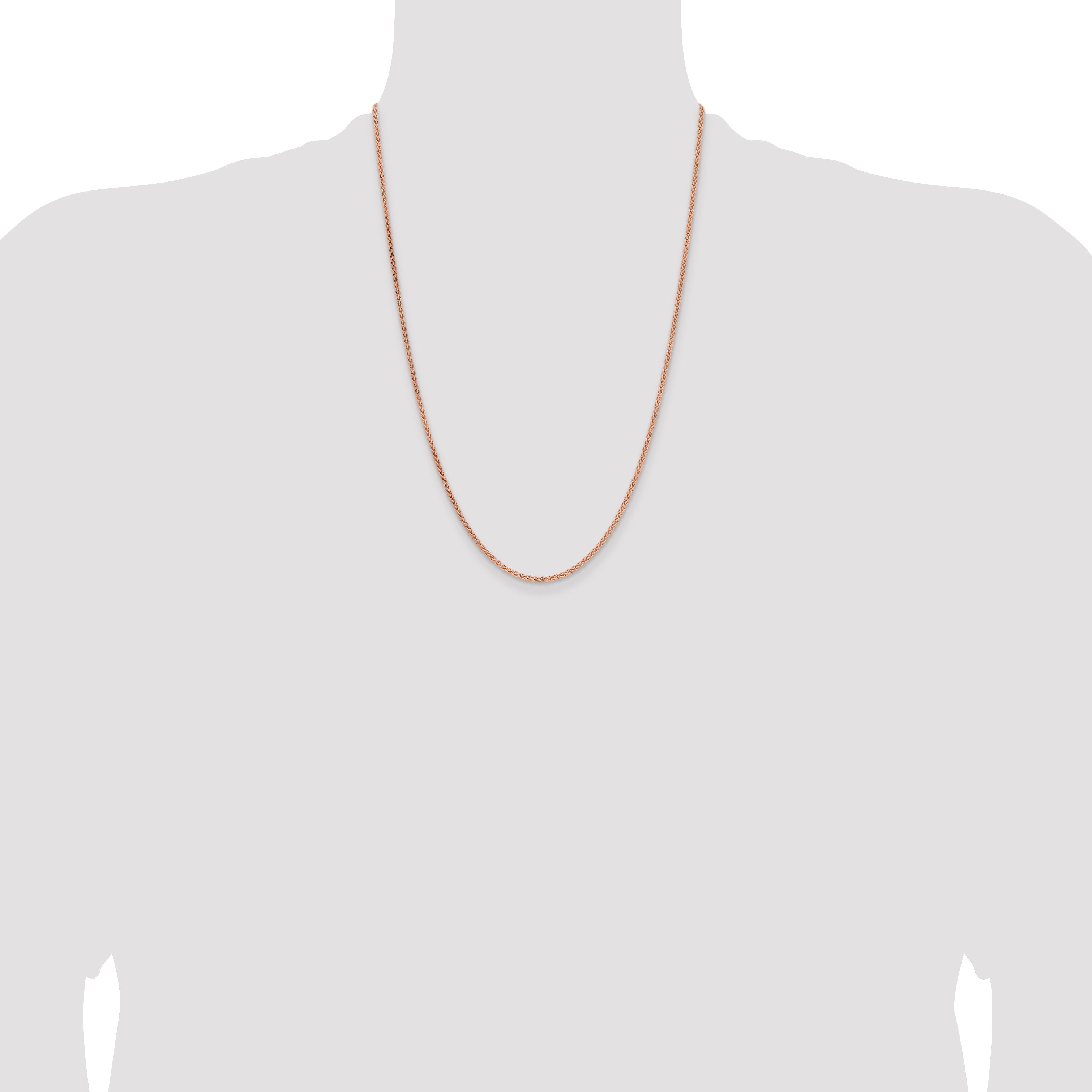 14K Rose Gold 16 inch 2.1mm Solid Polished Spiga with Lobster Clasp Chain