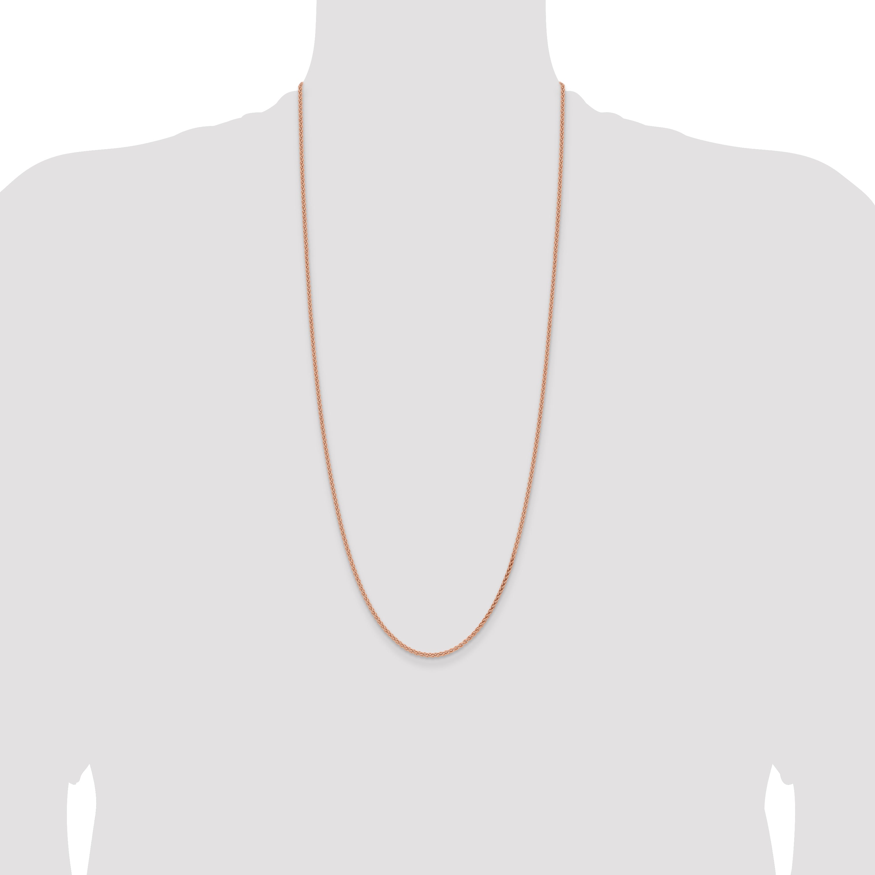 14K Rose Gold 16 inch 2.1mm Solid Polished Spiga with Lobster Clasp Chain