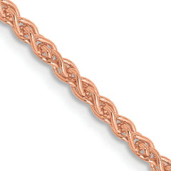 14K Rose Gold 30 inch 2.1mm Solid Polished Spiga with Lobster Clasp Chain