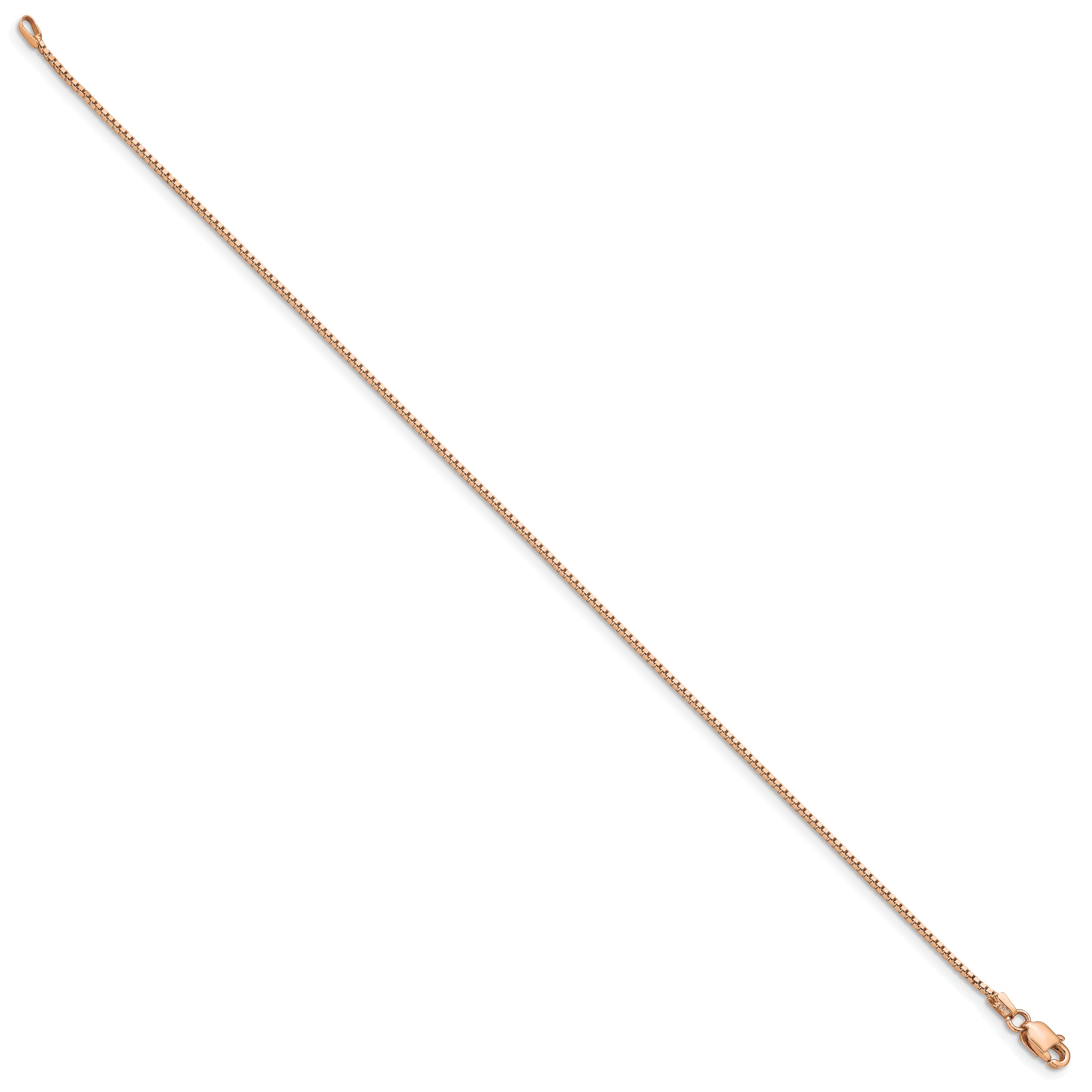 14K Rose Gold 7 inch .95mm Box Link with Lobster Clasp Bracelet - 7