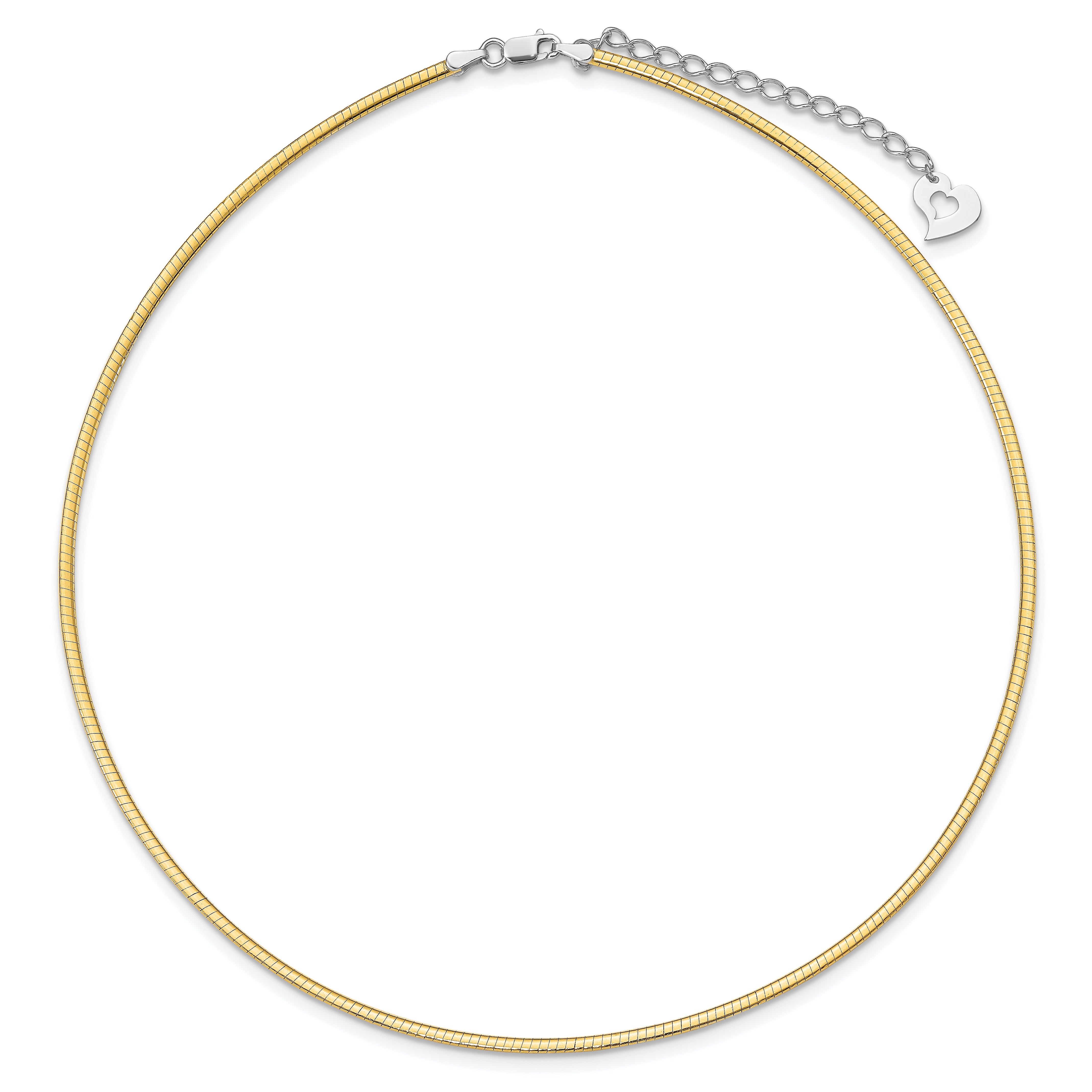 Sterling Silver 14K Gold-Plated Reversible Omega Necklace with Extender