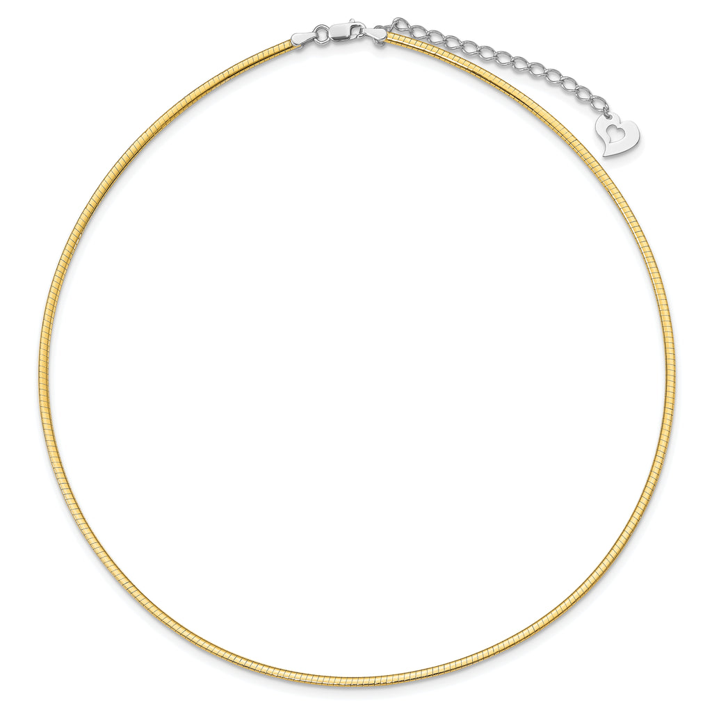 Sterling Silver 14K Gold-Plated Reversible Omega Necklace with Extender
