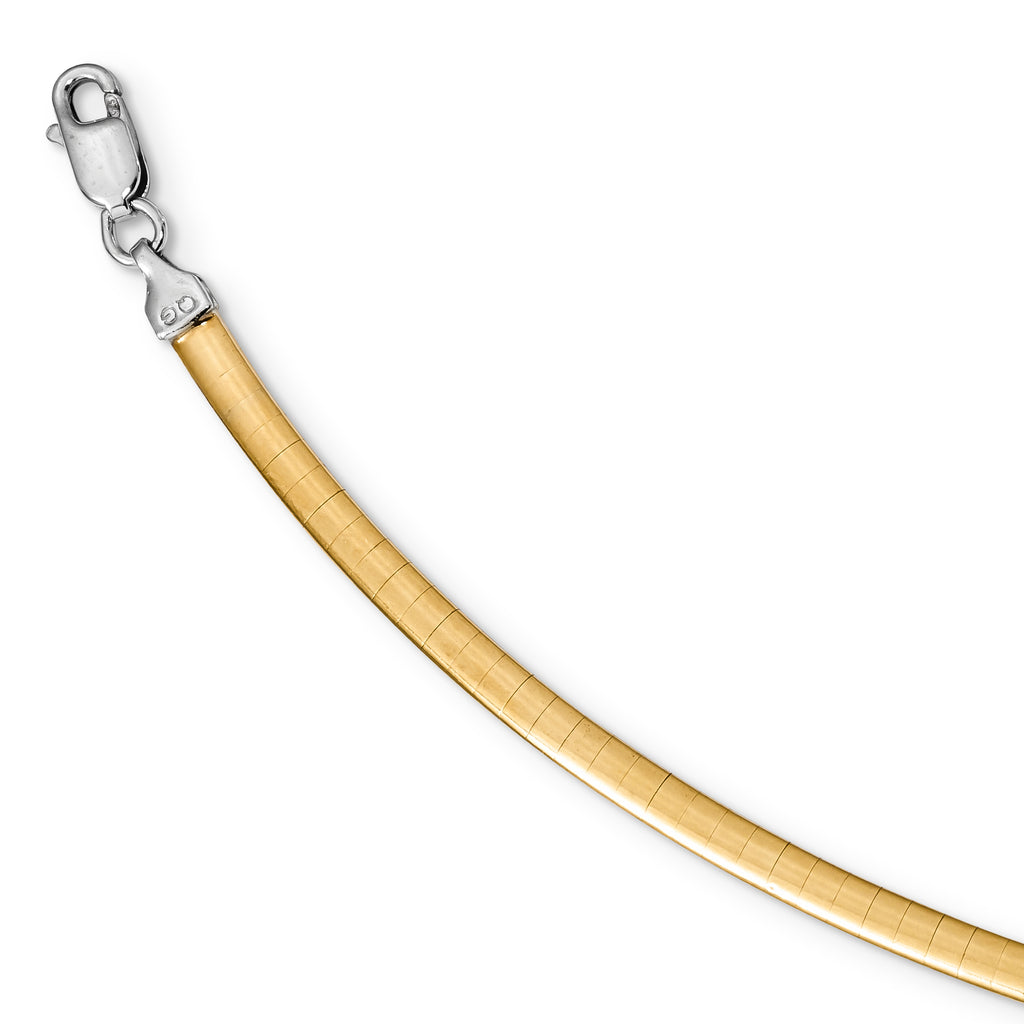 Sophia Jewelers 925 Sterling Silver 14K Gold-Plated Reversible Omega Necklace